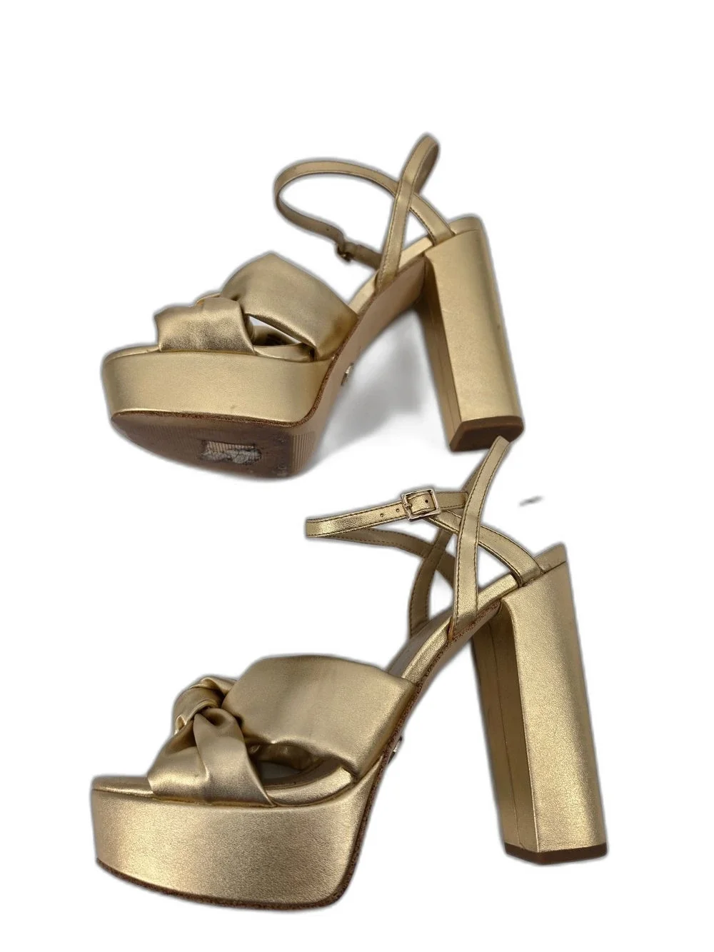 Michael KorsJosie Metallic Leather Knot Ankle Strap Platform Dress Sandal 7.5